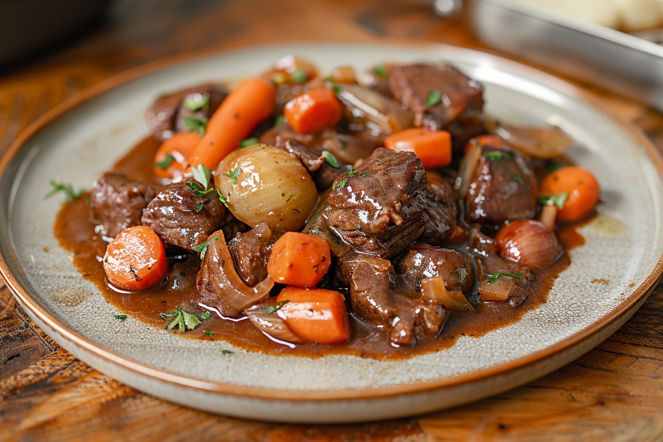 Boeuf bourguignon sans vin